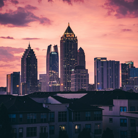 Skyline image with saturated colors making an impressive talking point to visitors in an office environment.